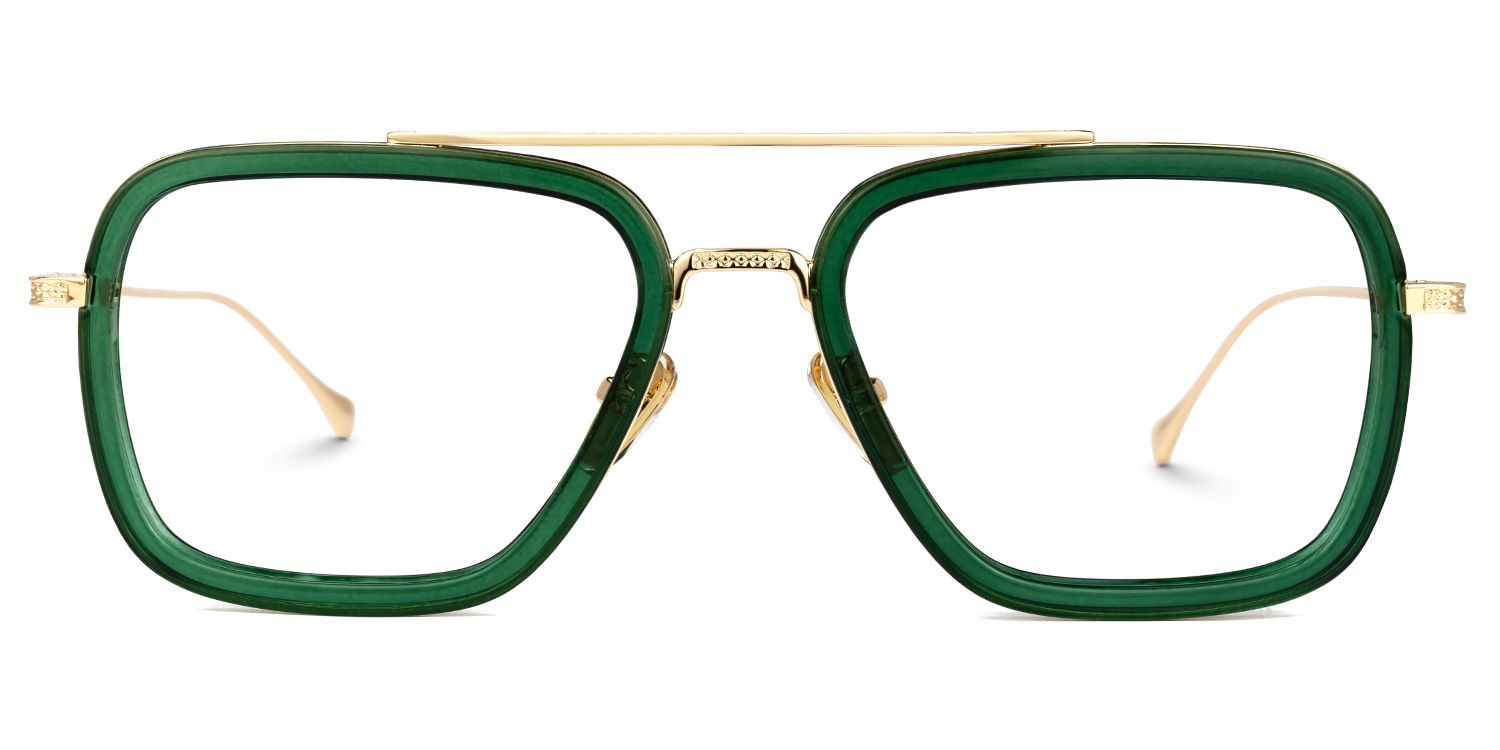Gifford Rectangle Green Frame Glasses | ZEELOOL UK0