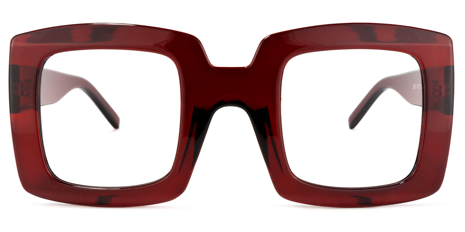 Quincey Square Dark-Red Glasses | ZEELOOL UK0