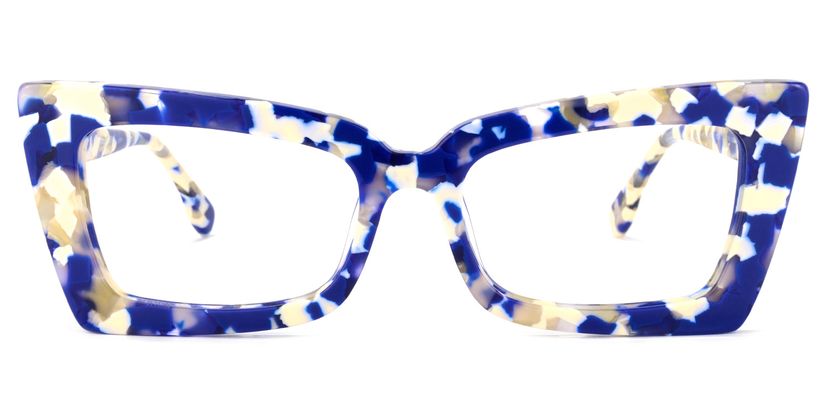 Newell Blue-Floral Rectangle Glasses