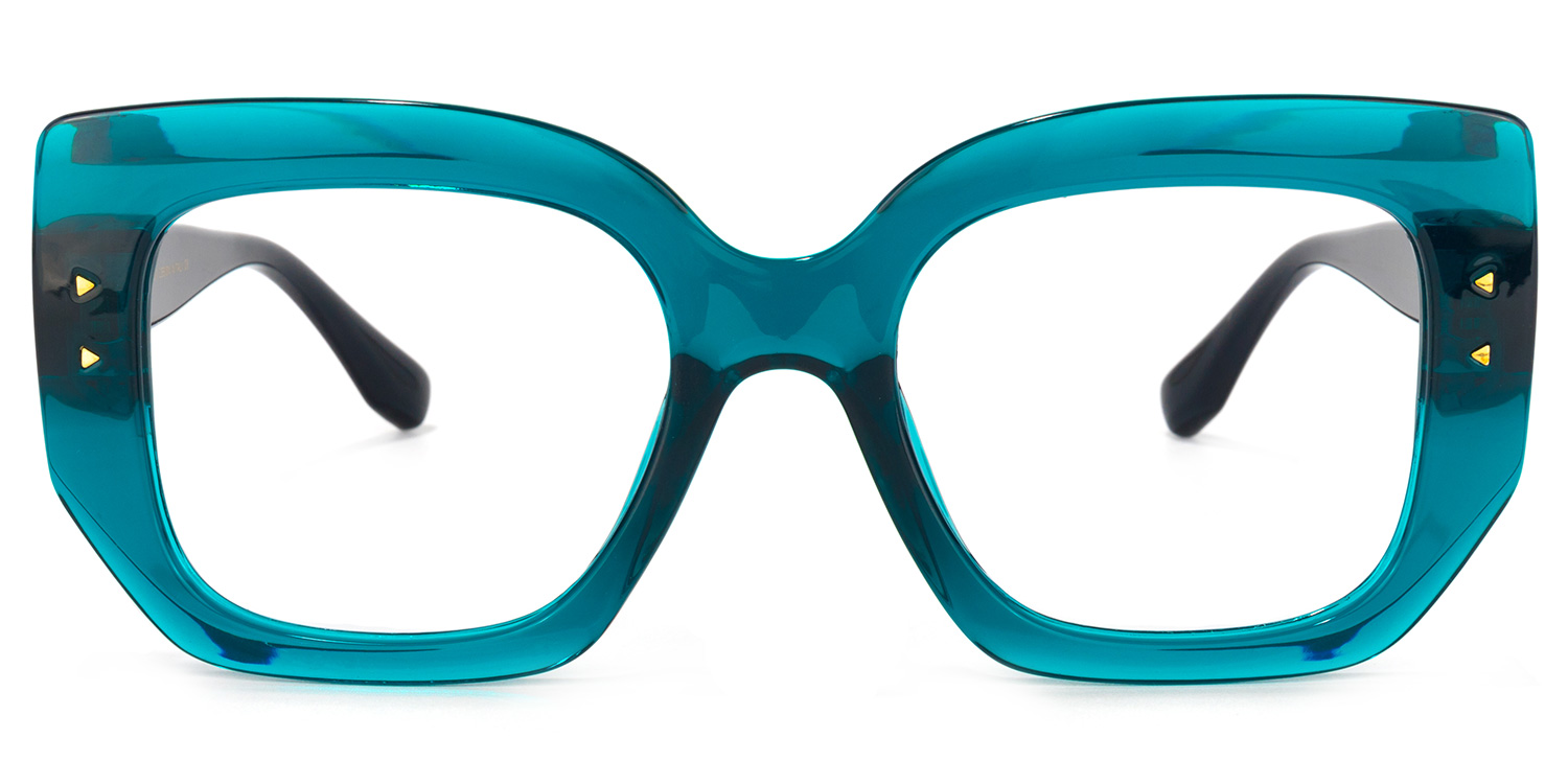 Sienna Square Peacock-Blue Glasses | ZEELOOL UK0