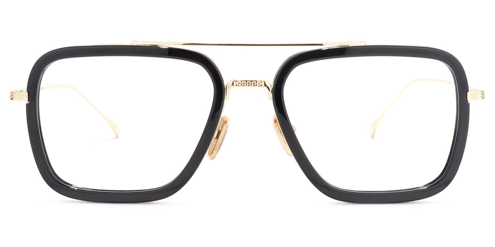 Gifford Aviator Black Frame Glasses with Gold Trim0