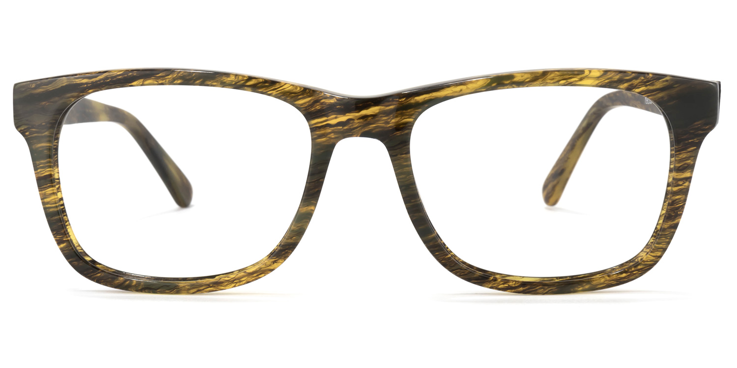 Wyatt Rectangle Yellow-Wood Glasses | ZEELOOL UK0