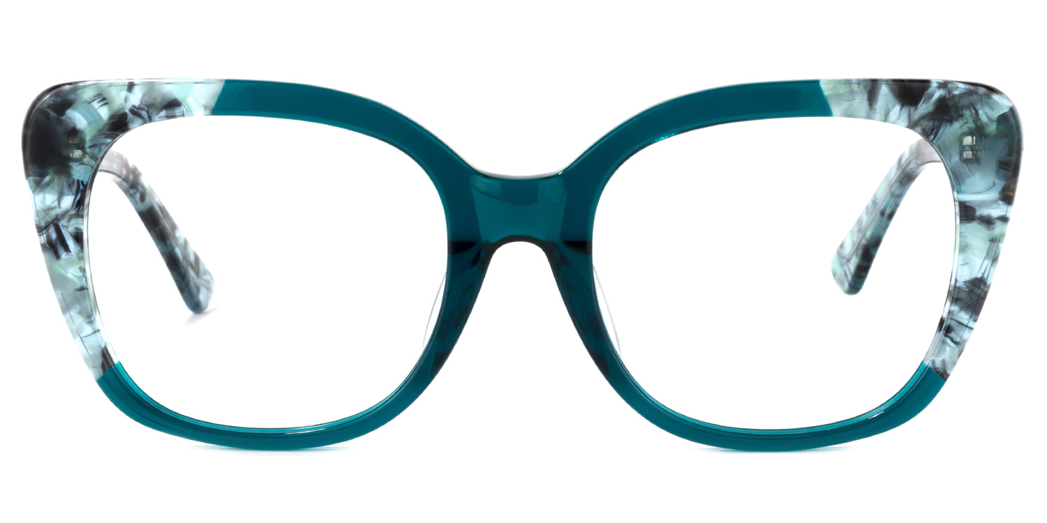 Yanira Square Peacock-Blue Glasses | ZEELOOL UK0