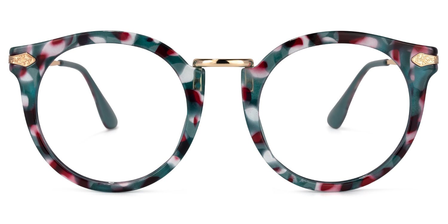 Quentina Round Blue Floral Frame Glasses | ZEELOOL UK0