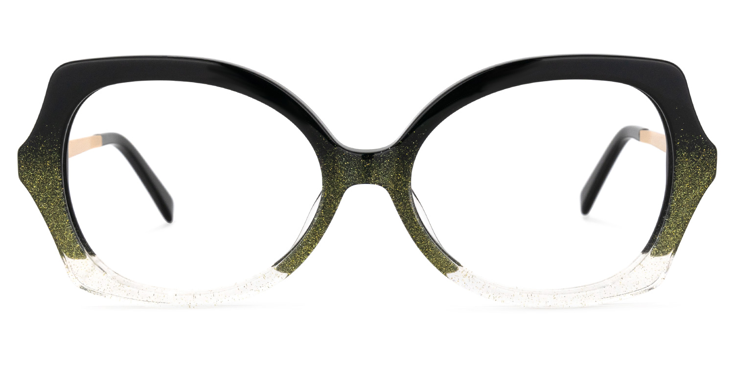 Sugarplum Geometric Black-Green Glasses0