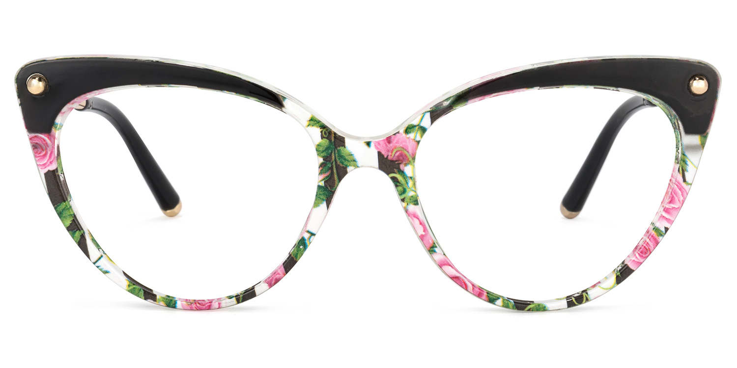 Alivia Cat Eye Pink-Green-Floral Glasses0