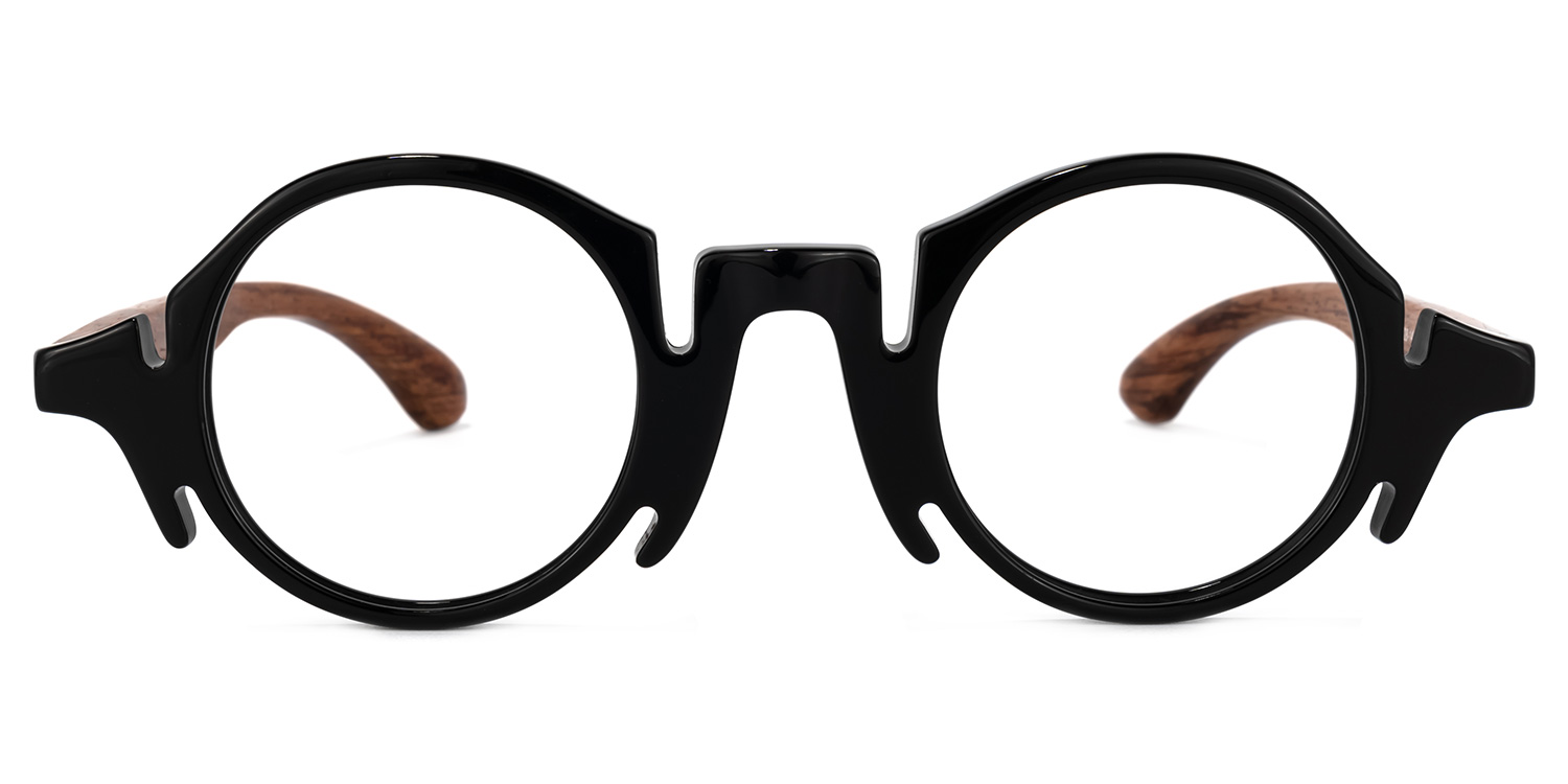 Charlie Round Black Eyeglasses and Unique Big Frames0