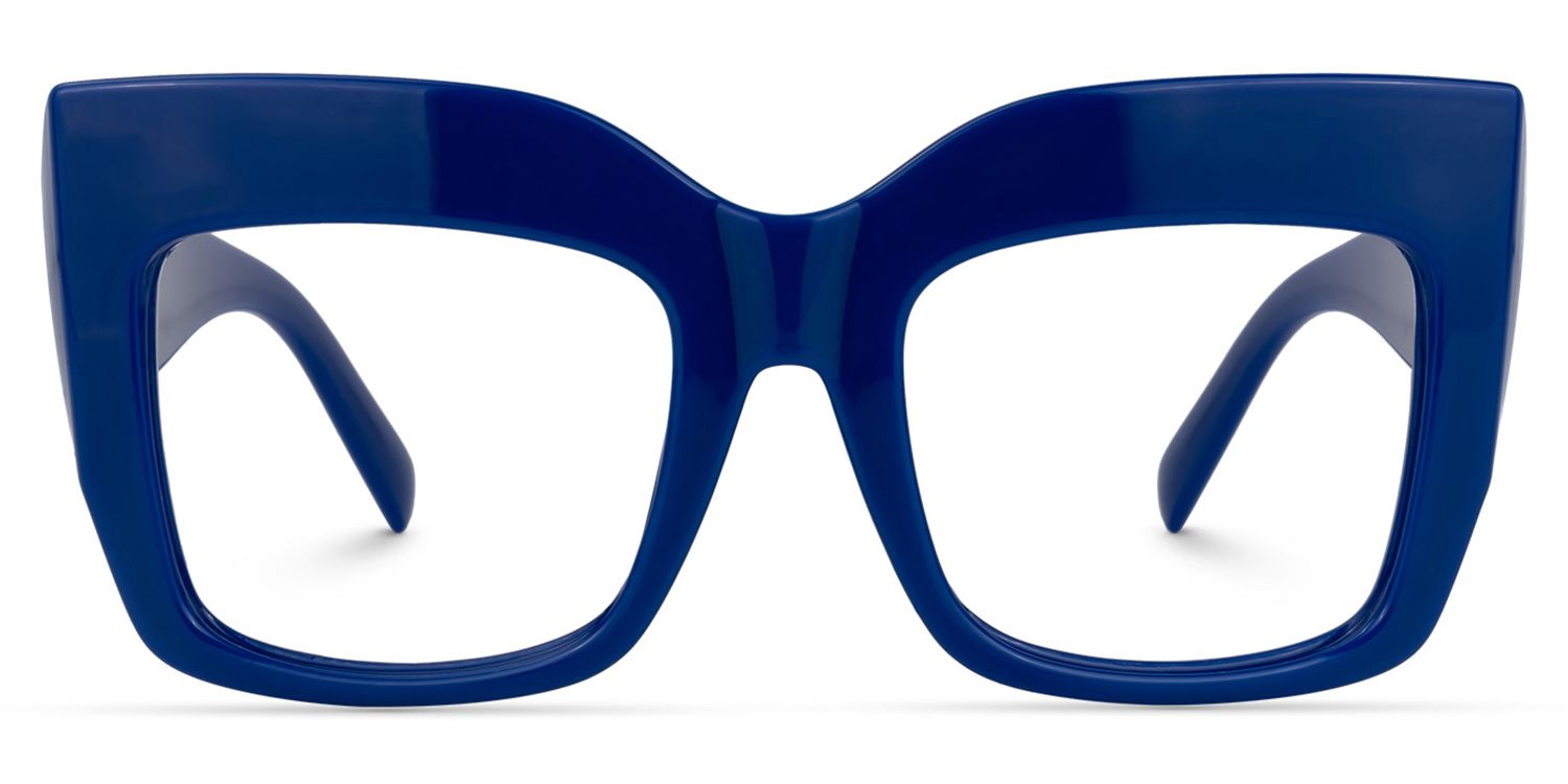 Alberta Cat Eye Blue Eyeglasses and Wide Frames0