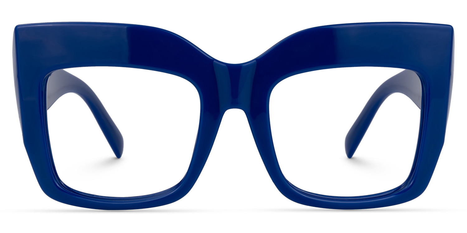 Alberta Cat Eye Blue Eyeglasses and Wide Frames0