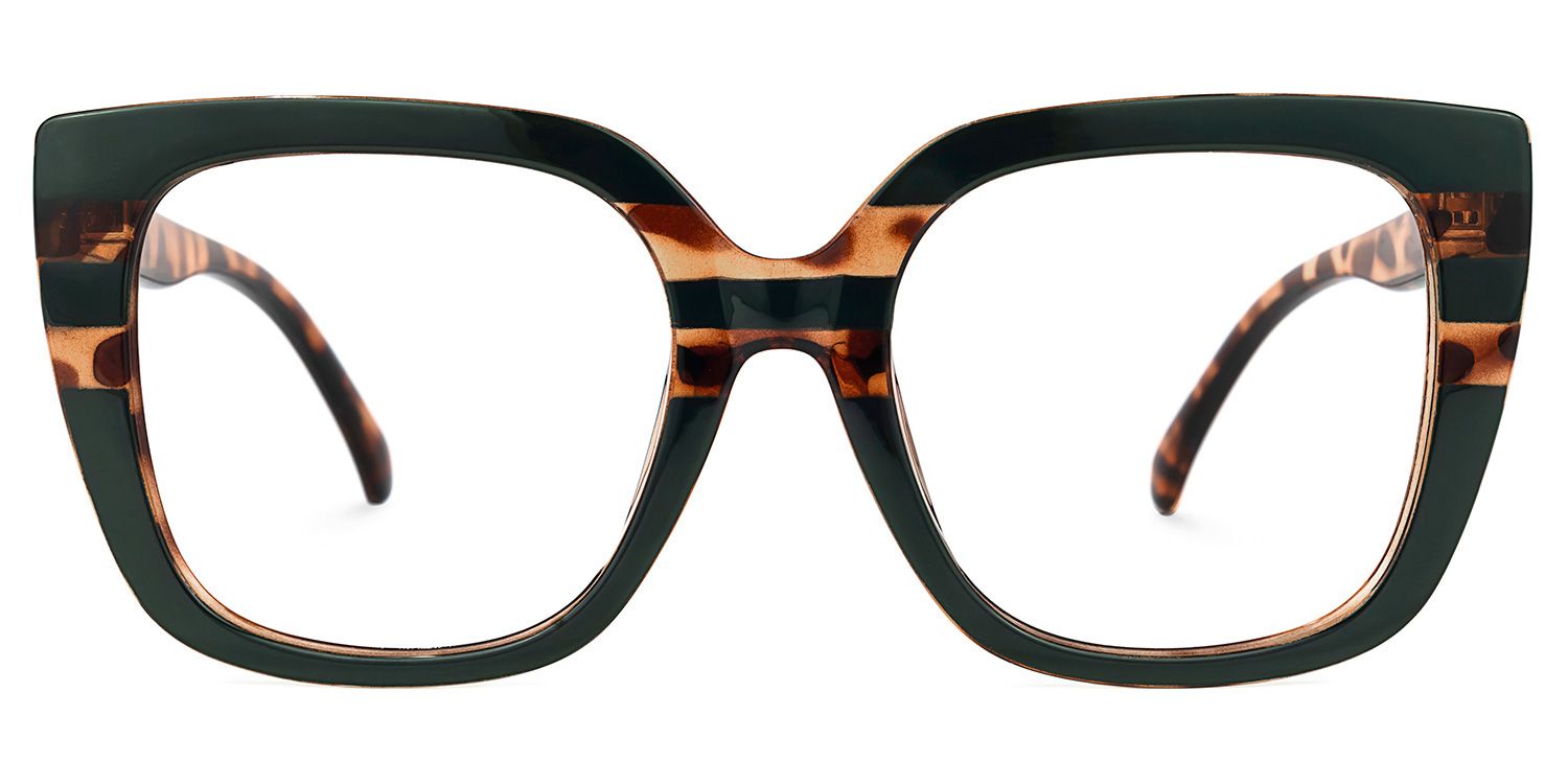 Brenda Square Dark-Green Eyeglasses for Women and Men0