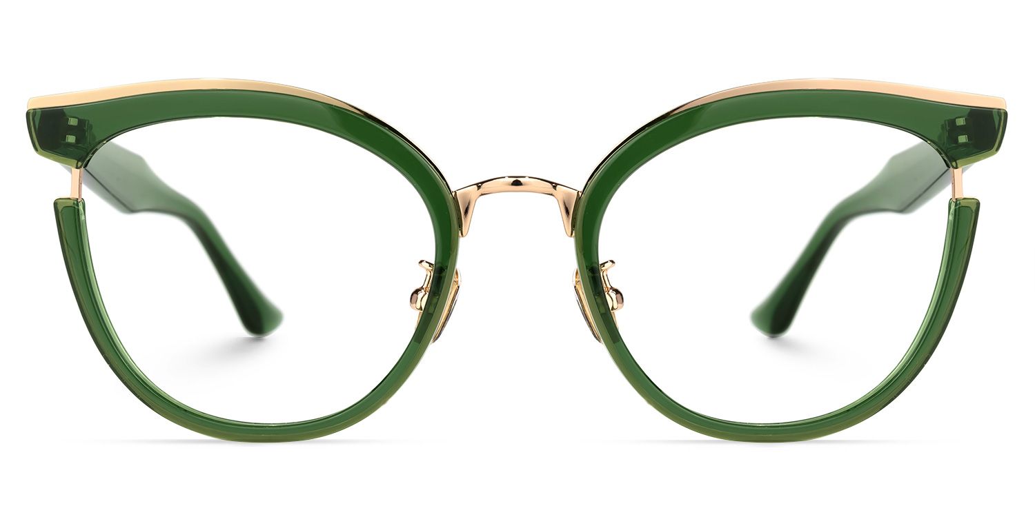 Laraine Cateye Green Eyeglasses & Metal Frames0