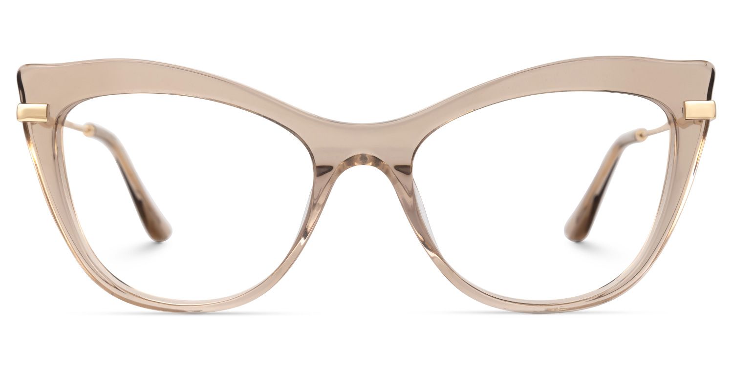 Indira Cat Eye Beige Glasses | ZEELOOL UK0
