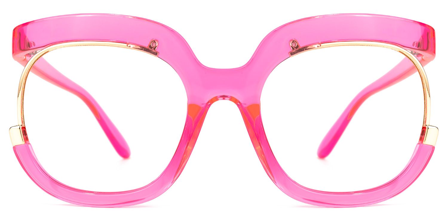 Darice Pink Round Transparent Semi-Frame Glasses | ZEELOOL UK0