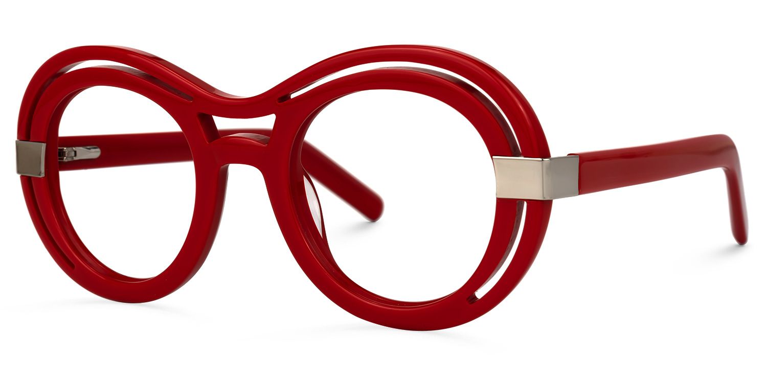 Round Texidor Red Glasses and Thick Frames Eyeglasses1