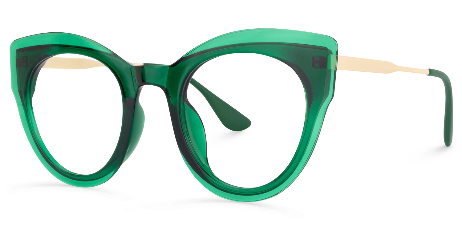 Cat Eye Dark Green Glasses | ZEELOOL UK2