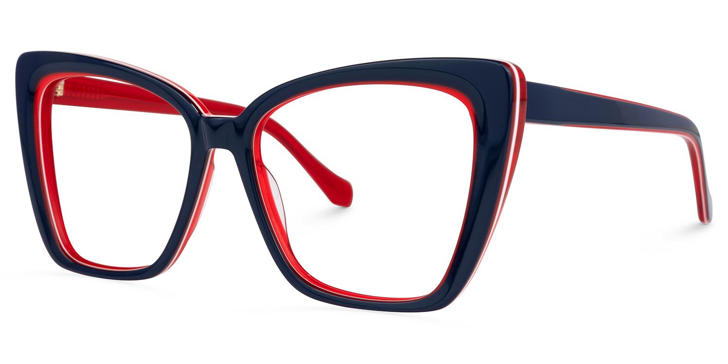 Shanell Butterfly Blue-Red Frame Glasses | ZEELOOL UK1