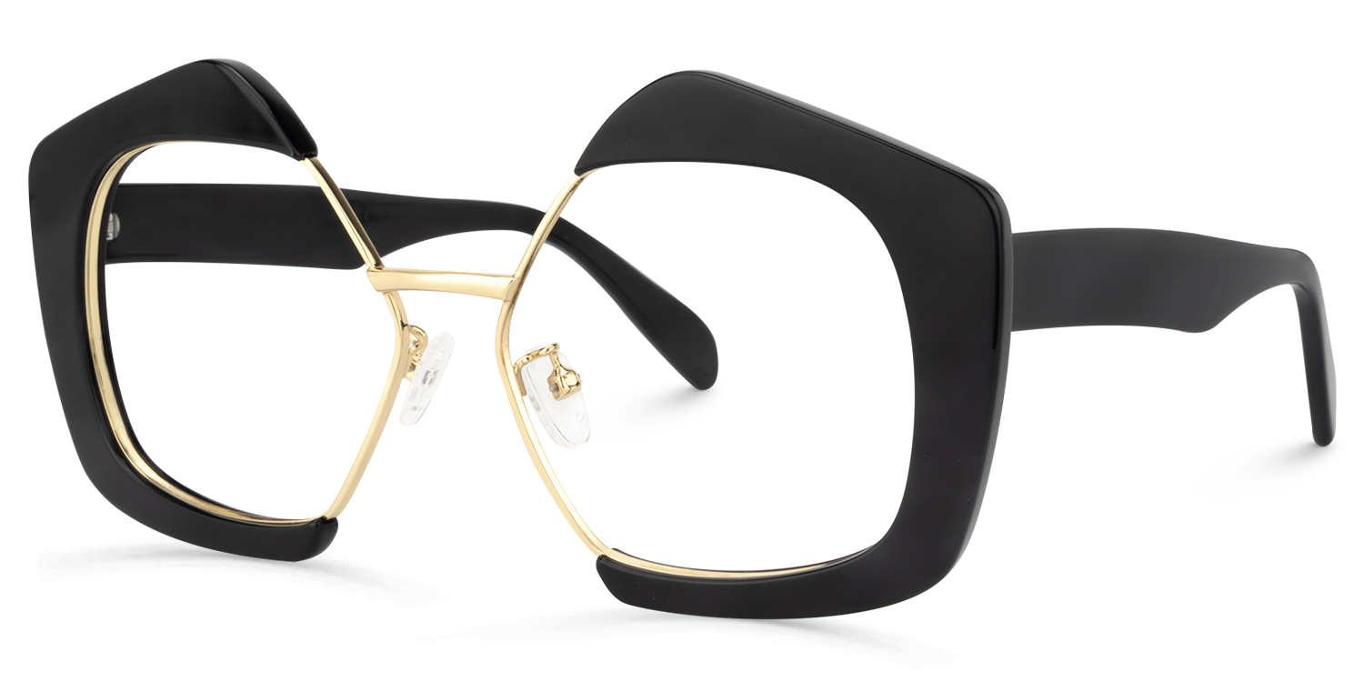 Geometric Black Glasses | ZEELOOL UK1