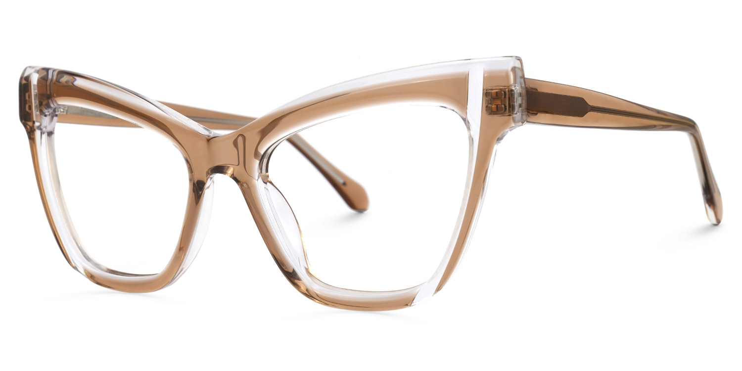 Saucie Light Brown Cat eye Frame Glasses | ZEELOOL UK1