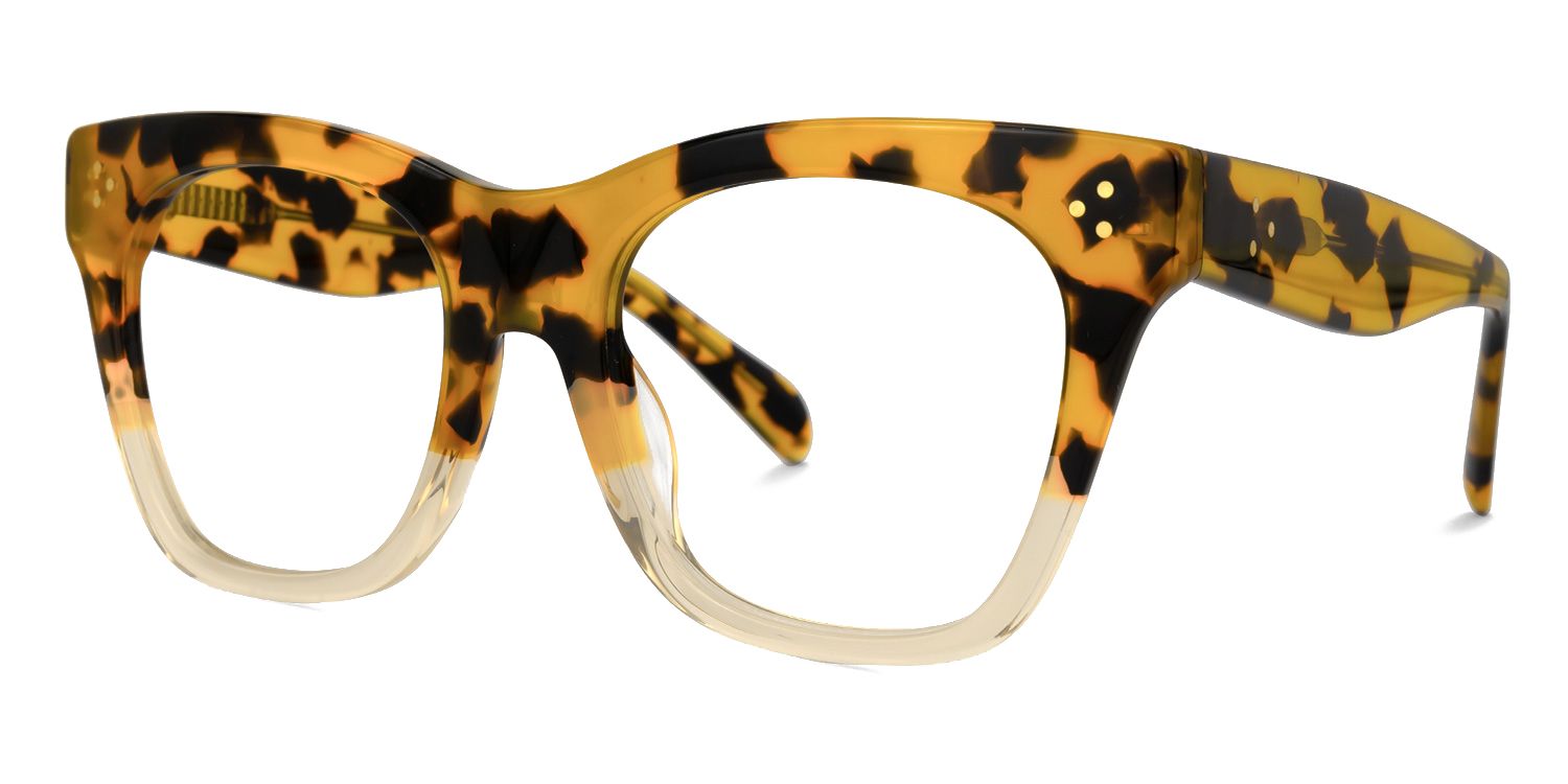 Tandy Rectangle Tortoise Two-Tone Eyeglasses | ZEELOOL UK1