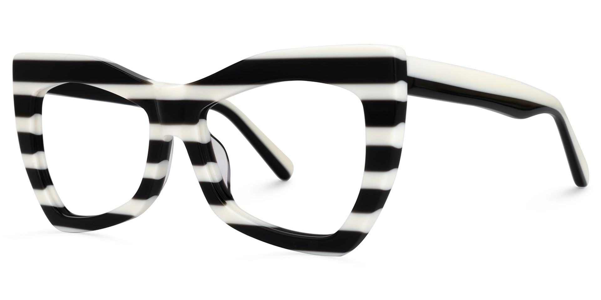 Bernita Geometric Black and White Striped Frames Glasses2