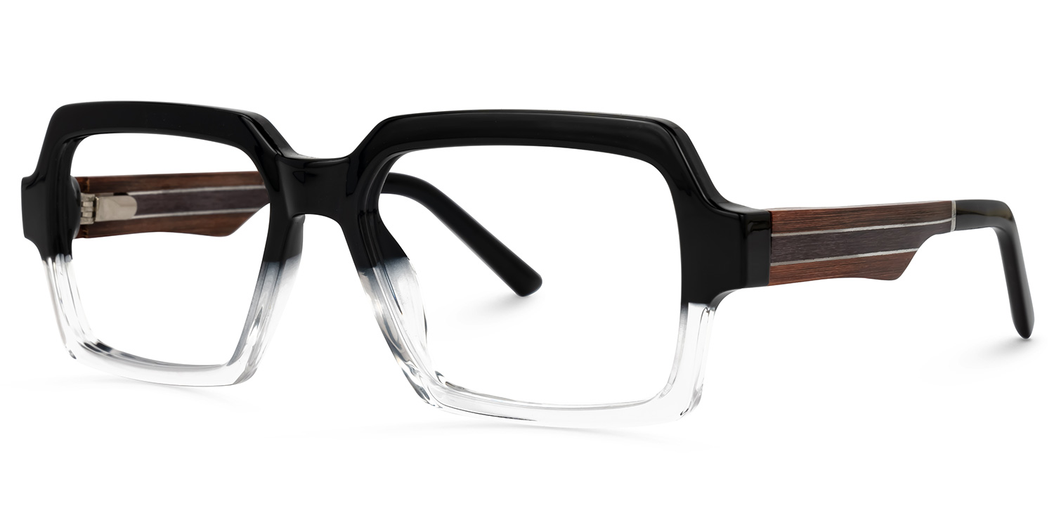Jack Rectangle Black & Crystal Frame Glasses | ZEELOOL UK3