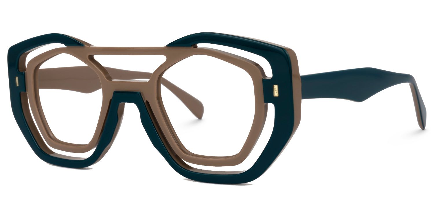 Valeria Geometric Green-Coffee Glasses | ZEELOOL UK1