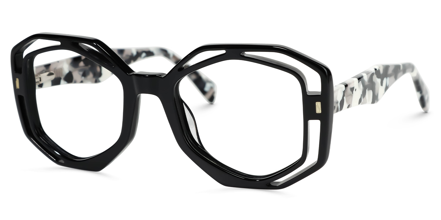 Bobbie Geometric Black Glasses1