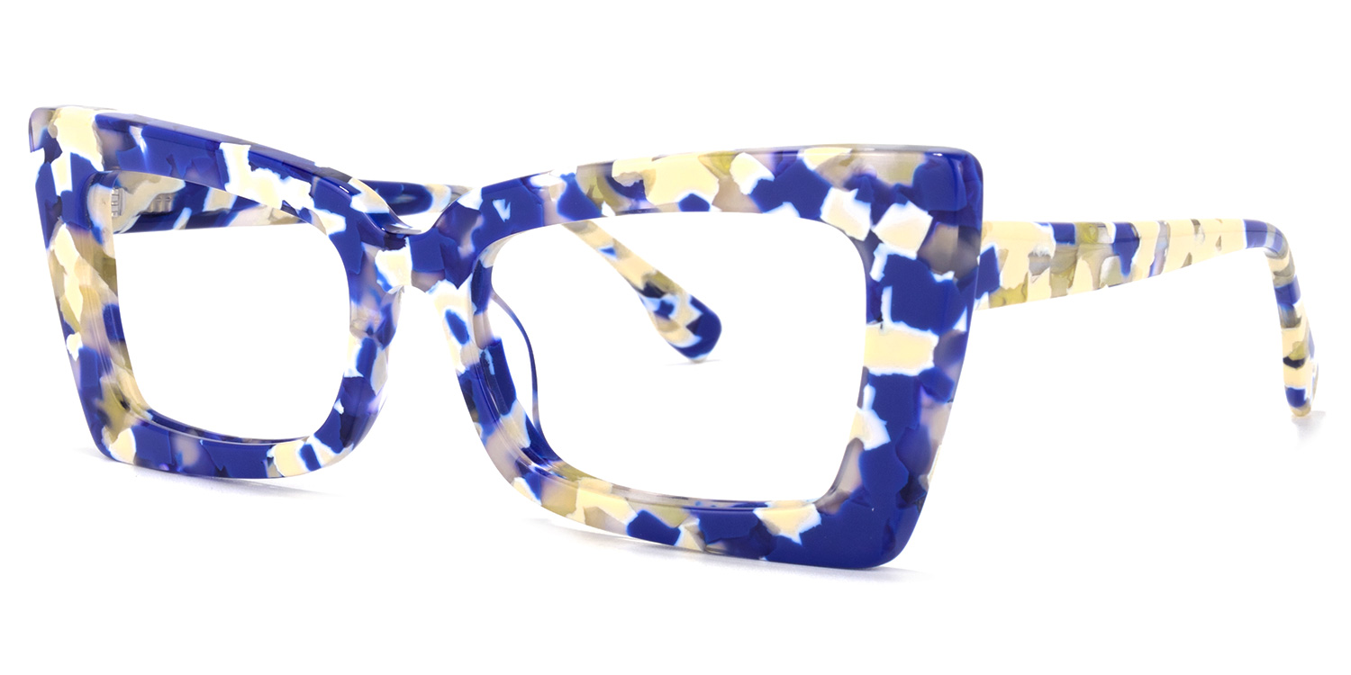 Newell Rectangle Blue-Floral Frame Glasses | ZEELOOL UK1