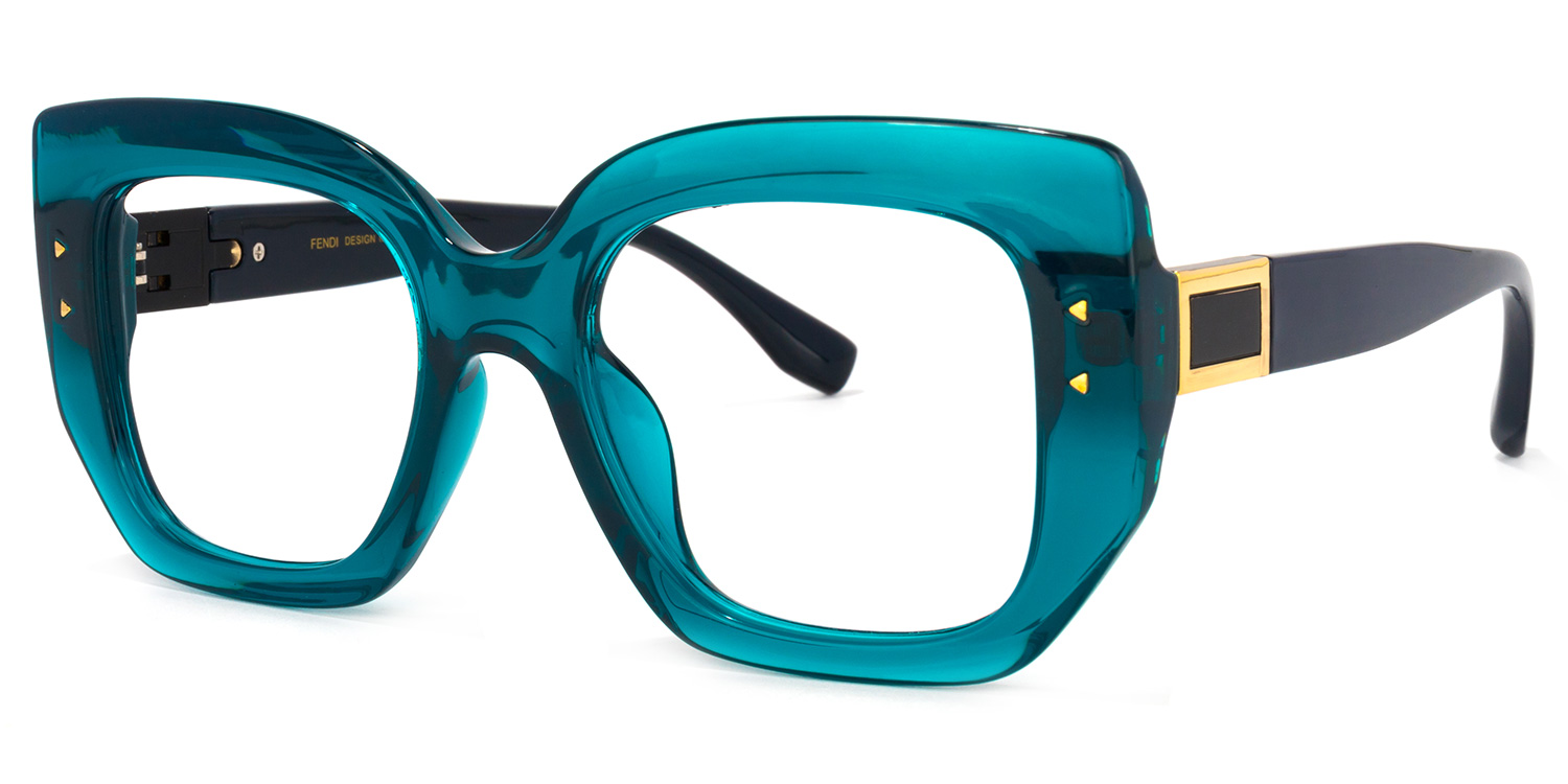 Sienna Square Peacock-Blue Glasses | ZEELOOL UK1