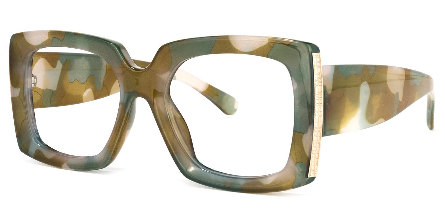 Yael Square Wide Olive Glasses and Big Frames1