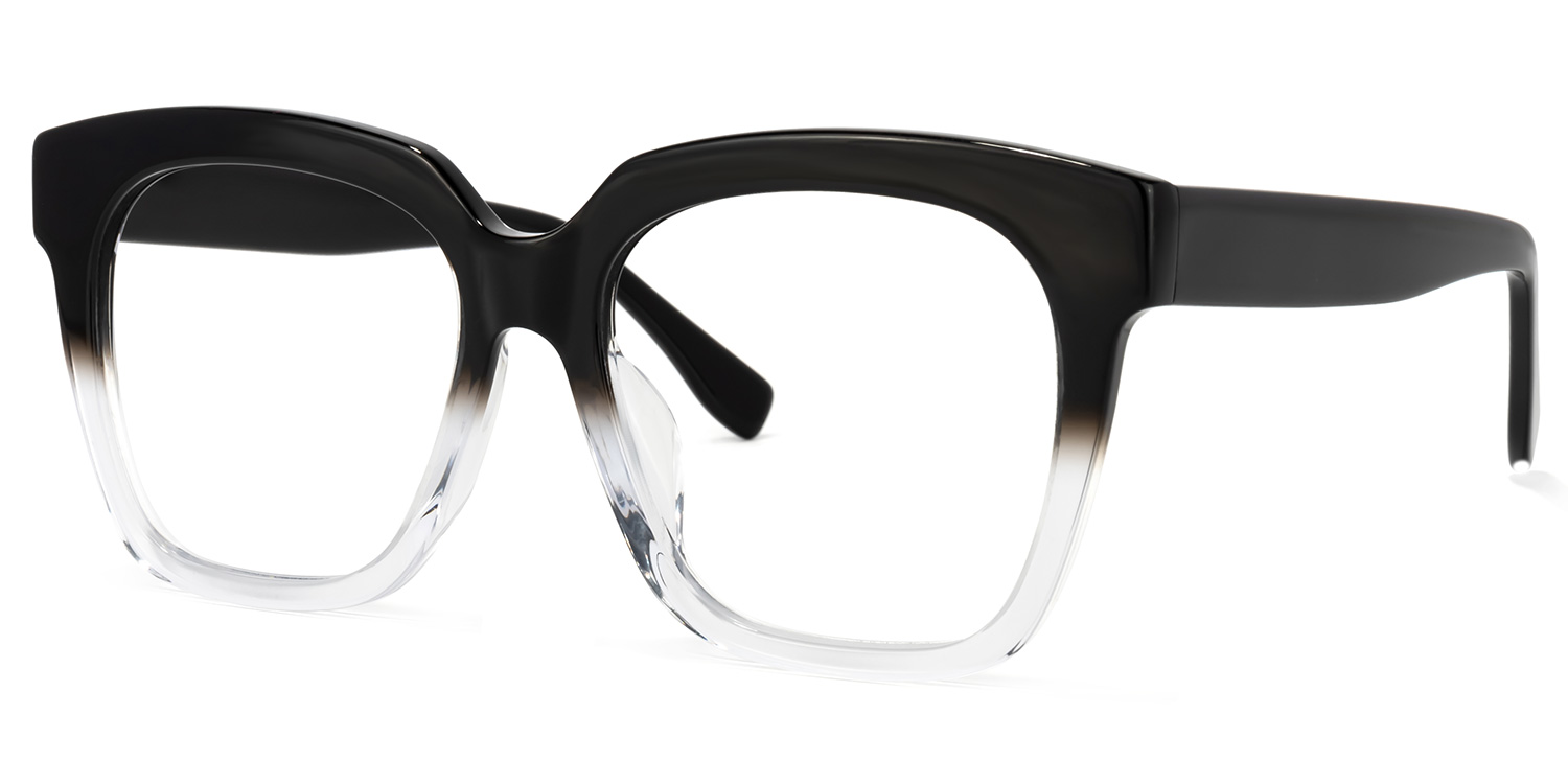 Xion Square Black to Clear Gradient Glasses Ombre Frames1