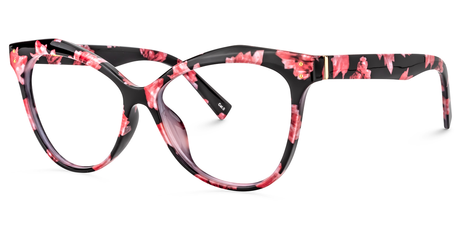 Cateye Pink Floral Glasses | ZEELOOL UK1
