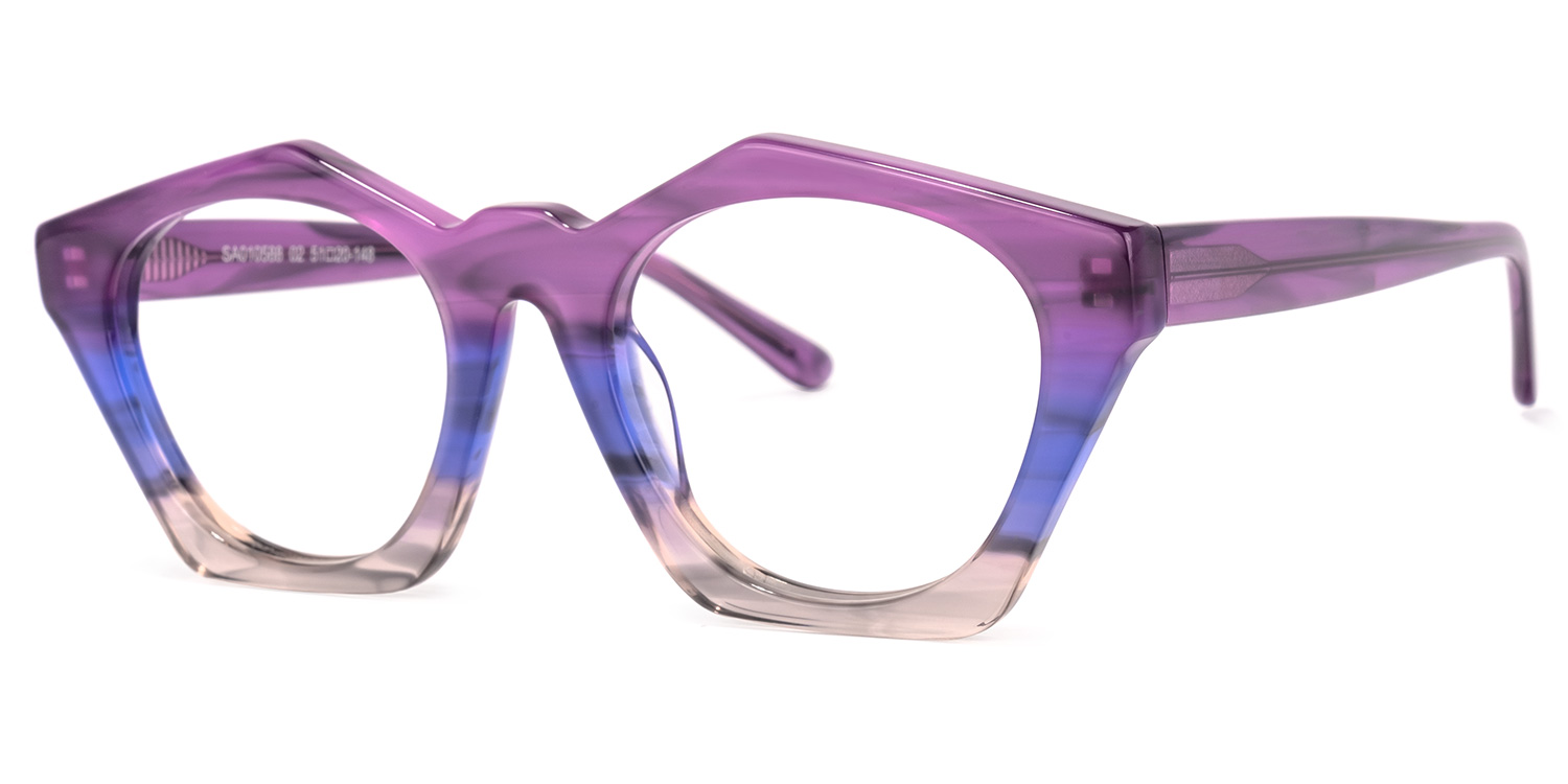Flores Geometric Purple-Gray Glasses | ZEELOOL UK1