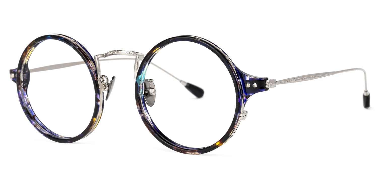 Ortiz Round Blue-Floral Glasses | ZEELOOL UK1