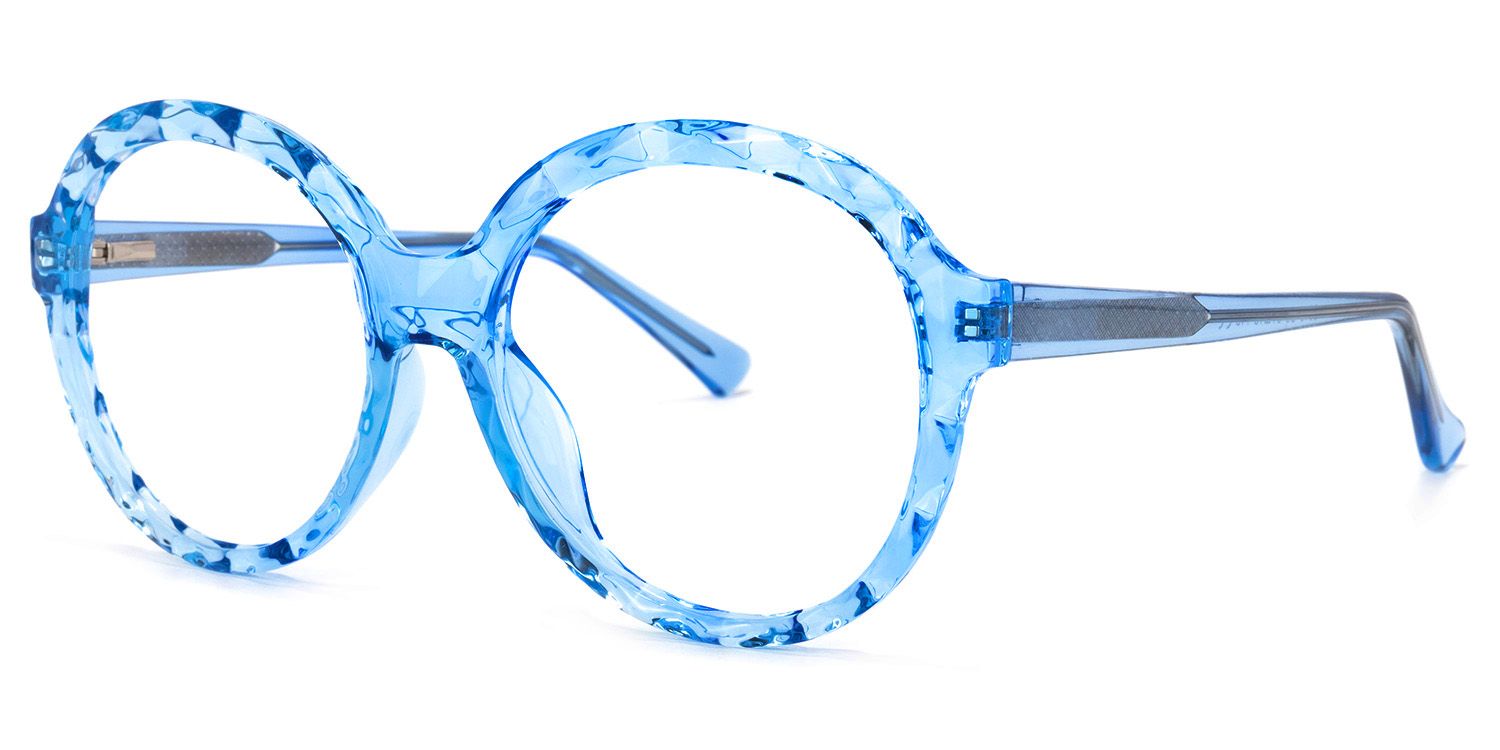Lila Round Light-Blue Glasses | ZEELOOL UK1