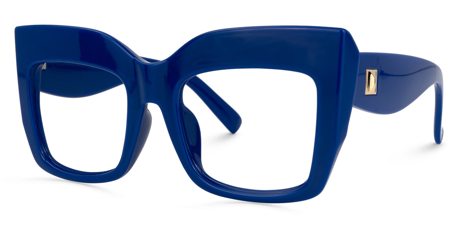 Alberta Cat Eye Blue Eyeglasses and Wide Frames1