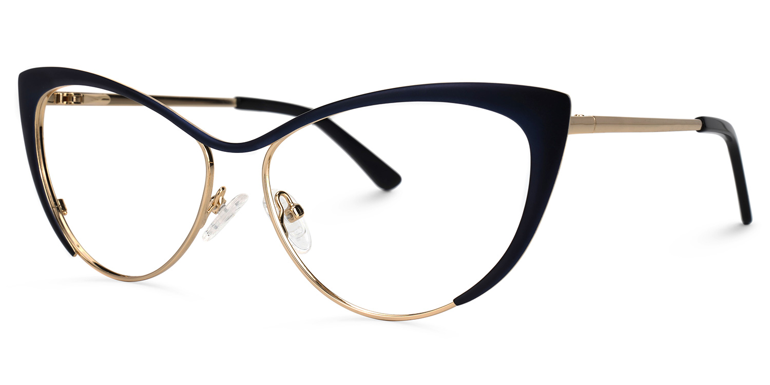 Cateye Dark Blue Glasses | ZEELOOL UK1