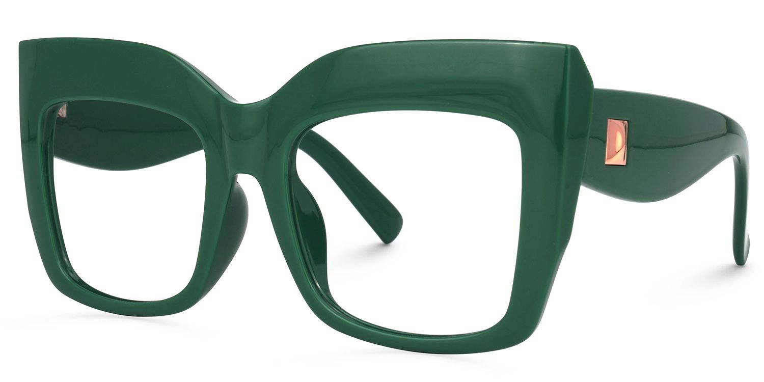 Alberta Cat-Eye Green Frame Glasses | ZEELOOL UK1