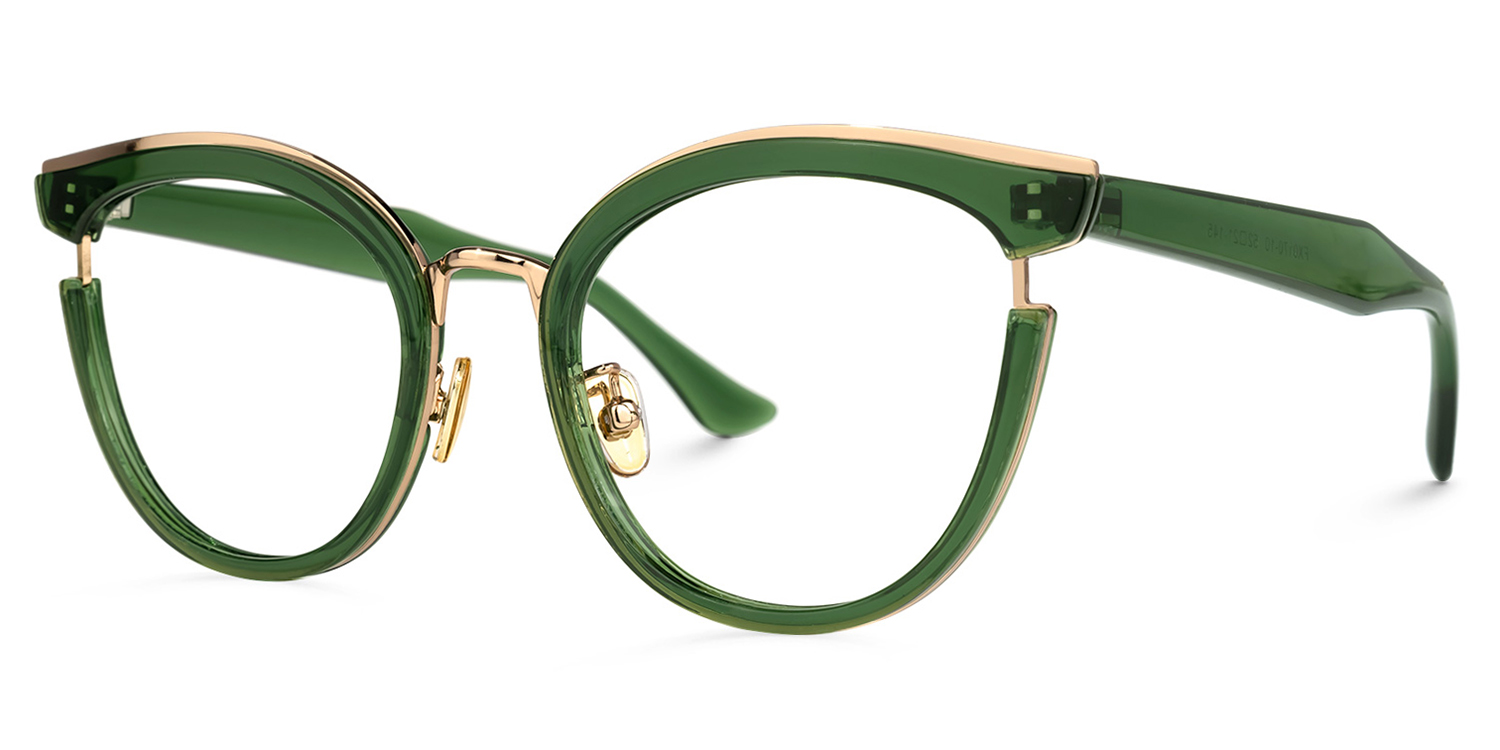 Laraine Cat Eye Green Glasses1