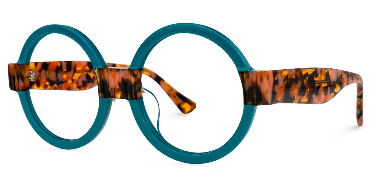 Lindsey Round Blue Frame Glasses | ZEELOOL UK1
