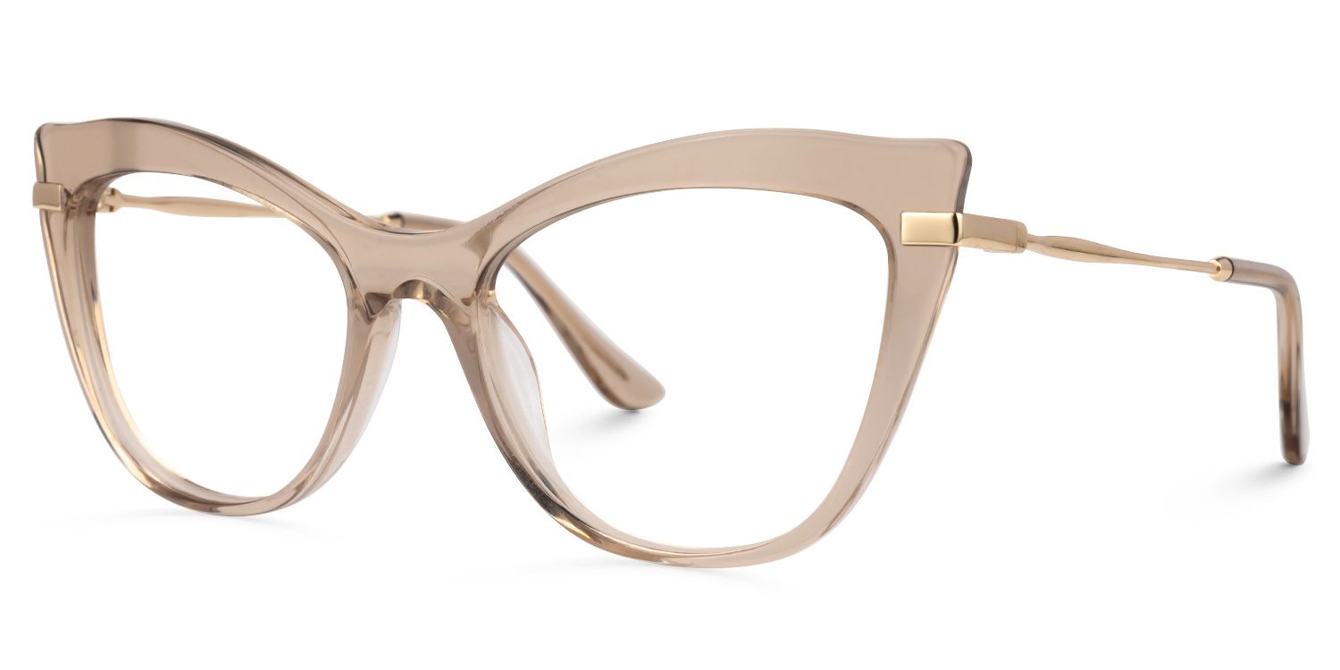 Indira Cat Eye Beige Glasses | ZEELOOL UK1