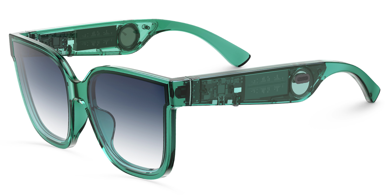 Boman Square Green Bluetooth Sunglasses | ZEELOOL UK1