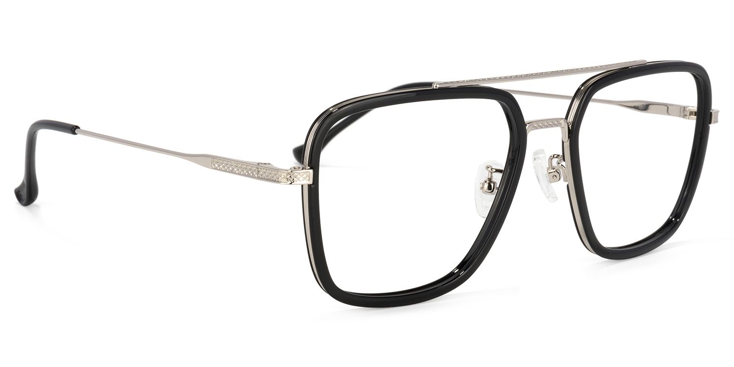Nayeli Aviator Black-Silver Glasses | ZEELOOL UK2