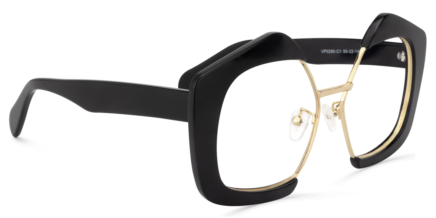 Geometric Black Glasses | ZEELOOL UK2