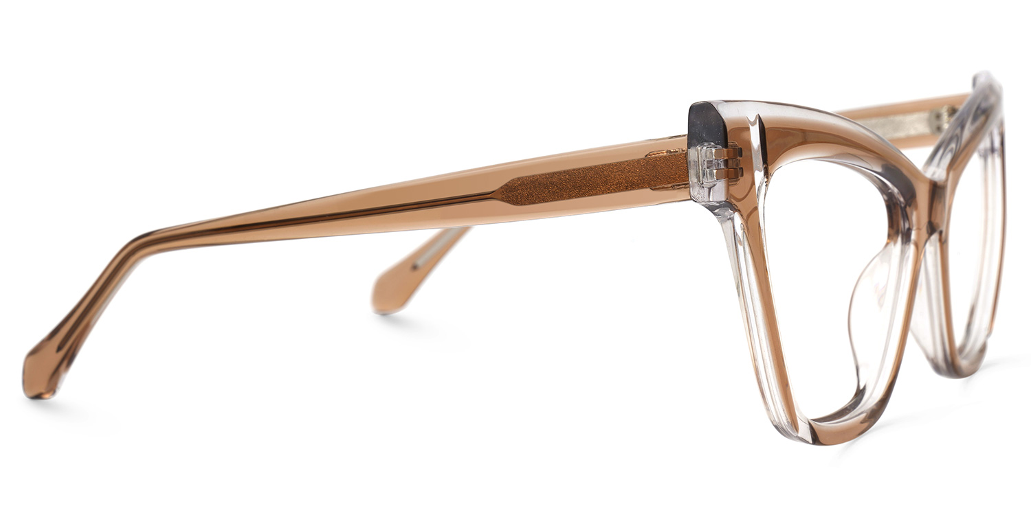 Saucie Light Brown Cat eye Frame Glasses | ZEELOOL UK2
