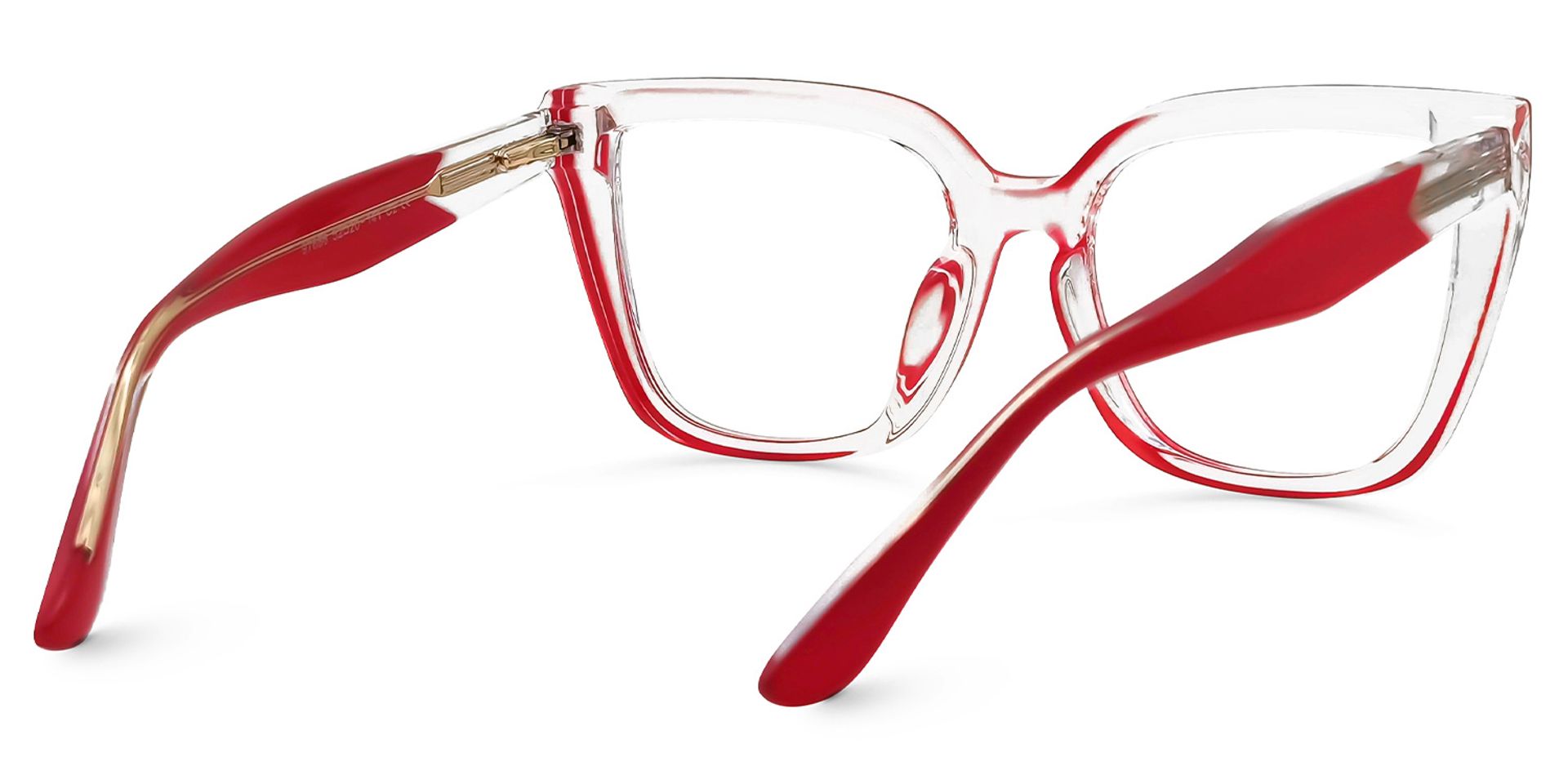 Mirta Square Glasses with Clear Frame and Red Edge3