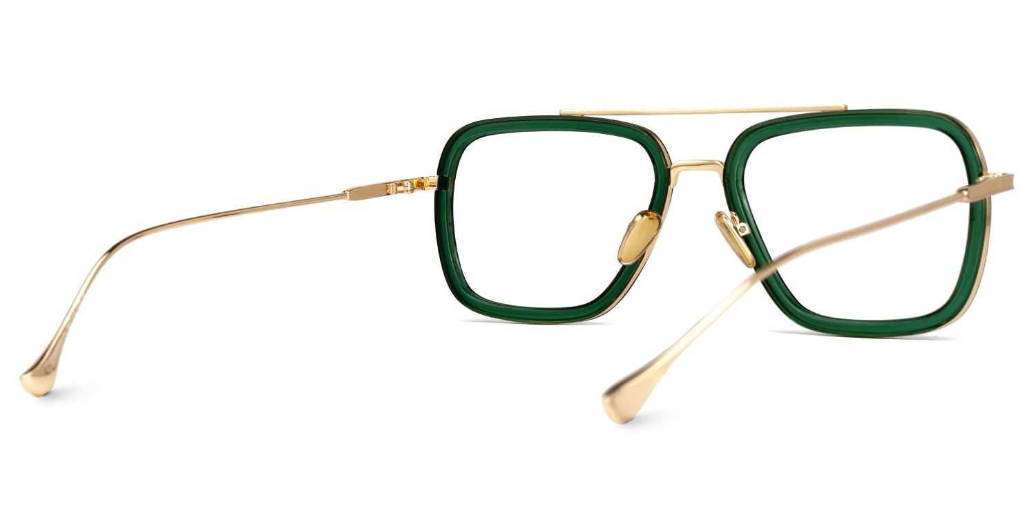 Gifford Rectangle Green Frame Glasses | ZEELOOL UK3