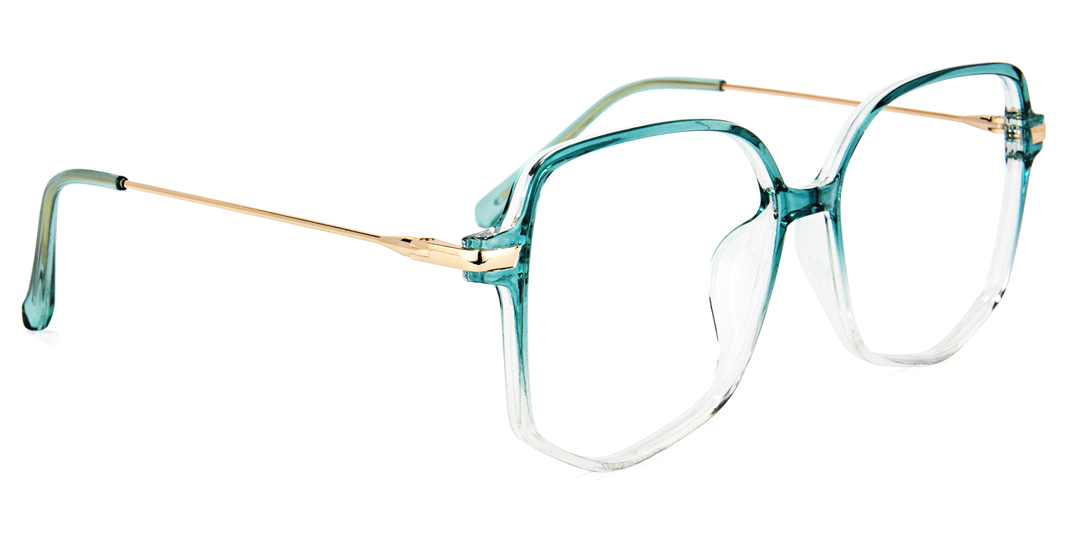 Payton Green Geometric Frame Glasses | ZEELOOL UK3