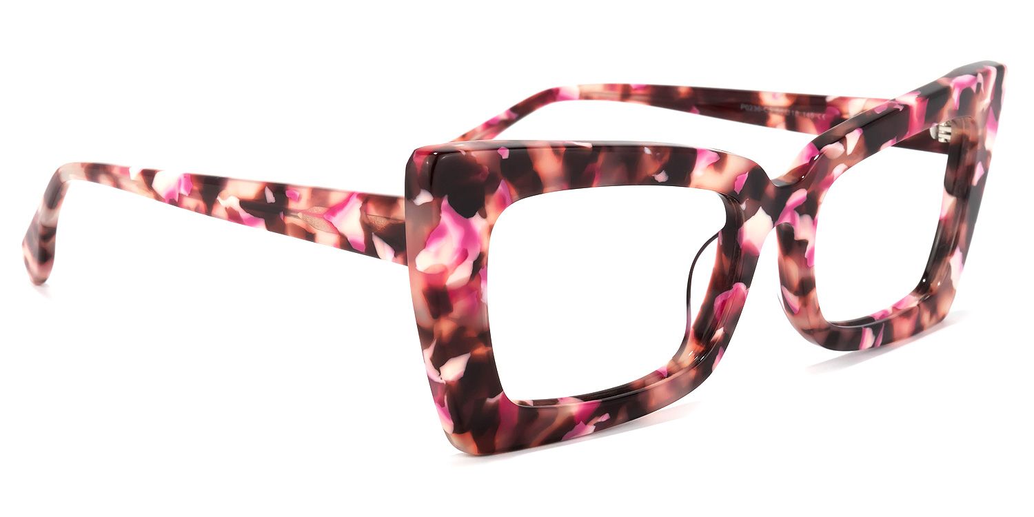 Newell Rectangle Eyeglasses and Pink-Floral Wide Frame2