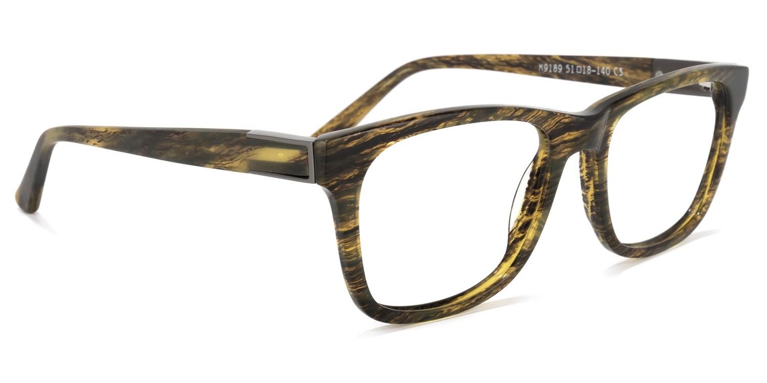 Wyatt Rectangle Yellow-Wood Glasses | ZEELOOL UK2